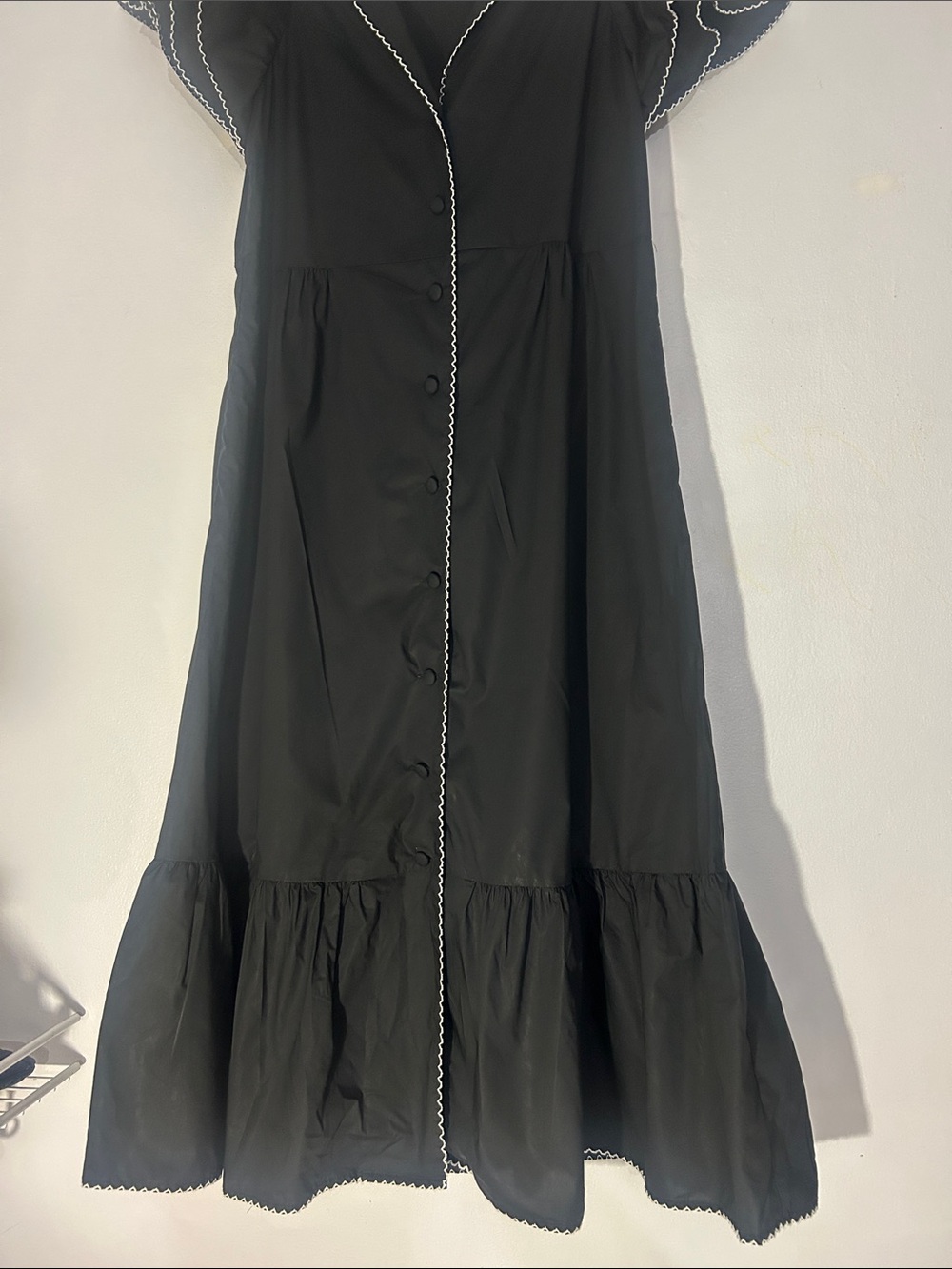 Tuckernuck Black Alice  Midi Dress with Contrast Piping size medium - Picture 7 of 9